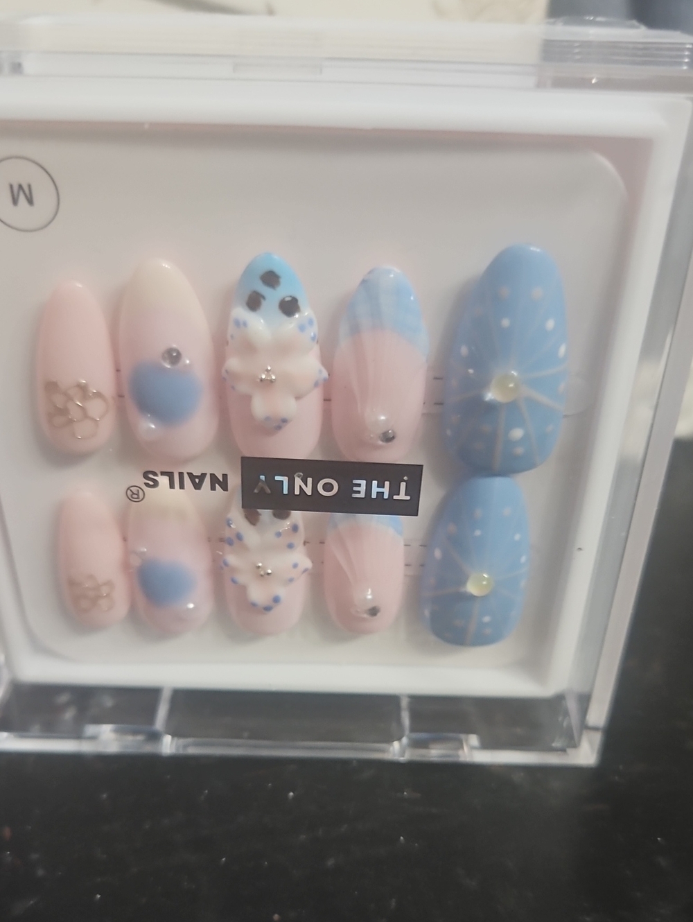 Pastel Pink & Sky Blue Floral Press-On Nail Set